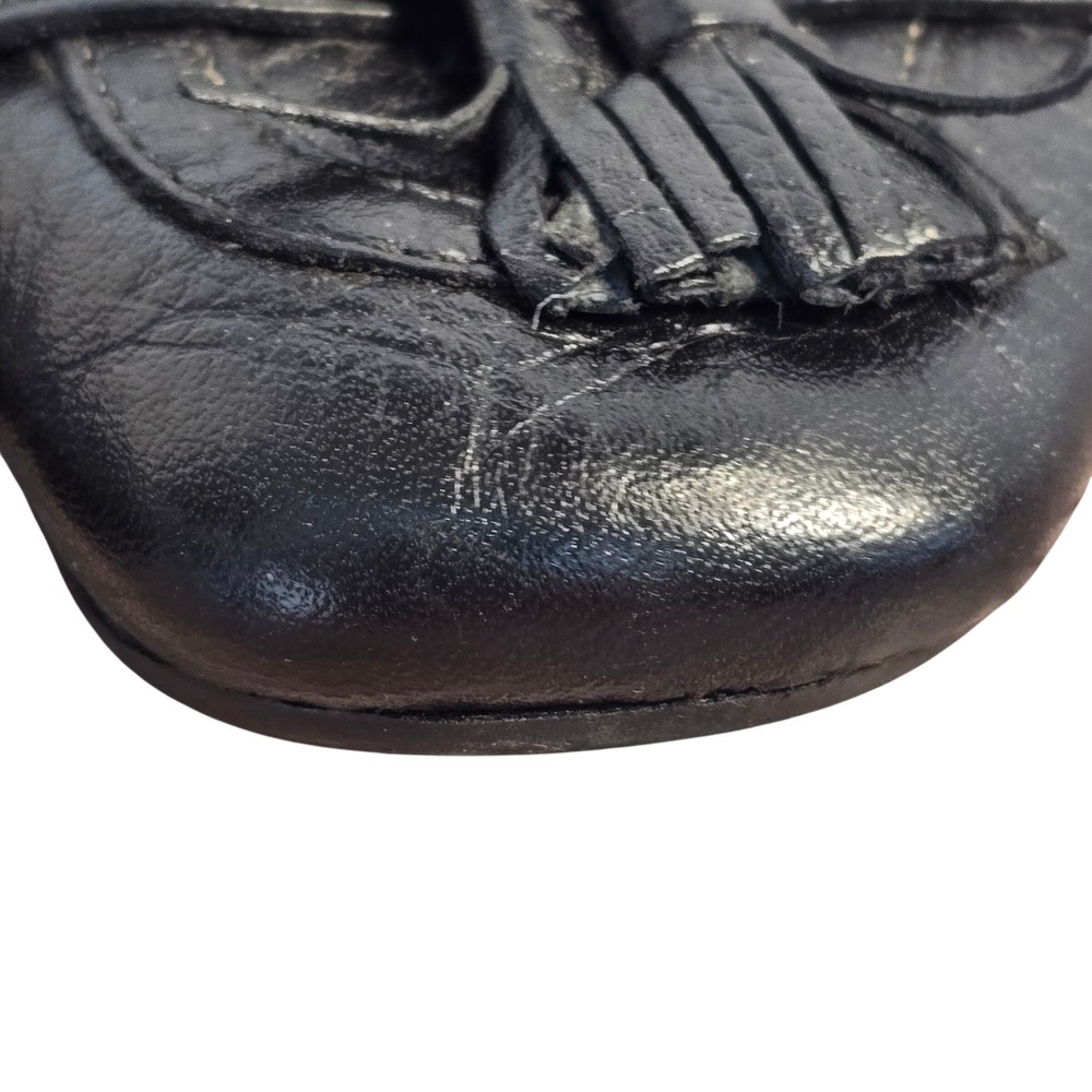 Talbots Black Pebbled Leather Tassel Loafer Pumps Low Block Heel Gold Hardware - Picture 14 of 16
